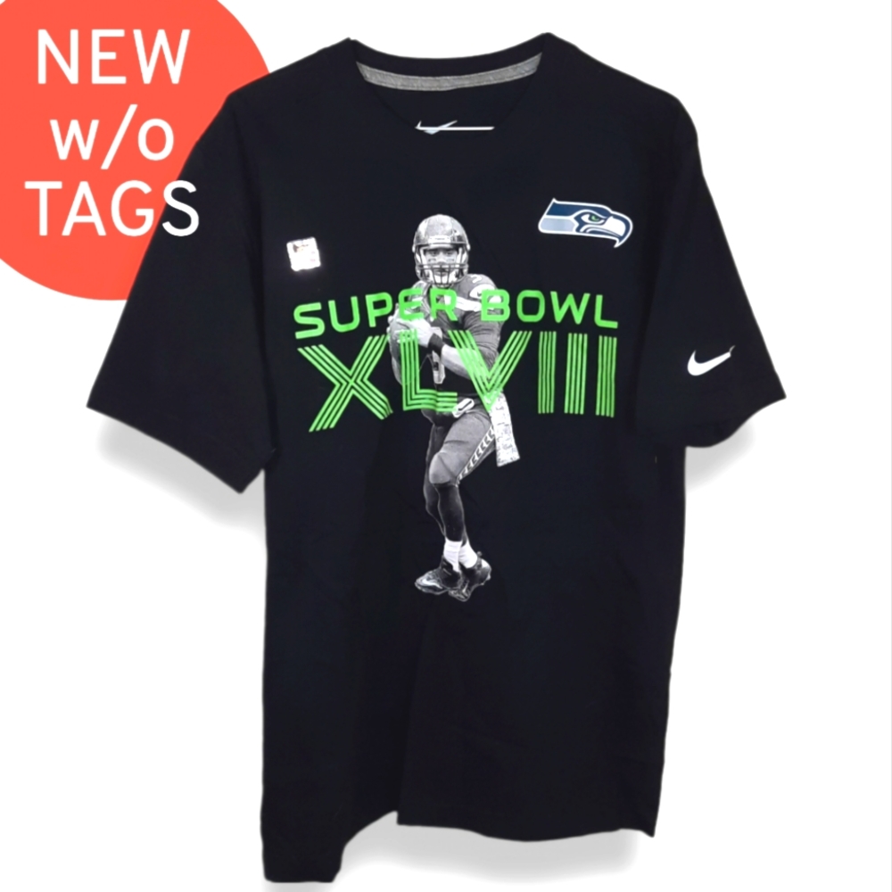 NWOT Nike Seattle Seahawks Russell Wilson Super Bowl 48 Bound Hero Shirt BLACK